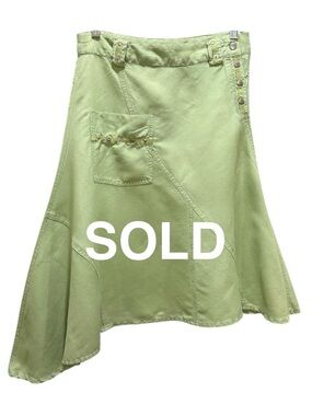 Miss Lili Green Asymmetrical A-Line Skirt Size Small Y2K Utility